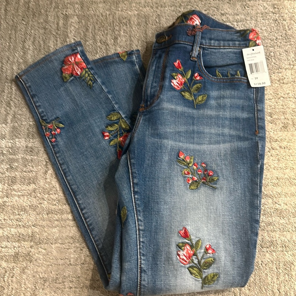 Brand New Driftwood Jeans with Flower Embroidery